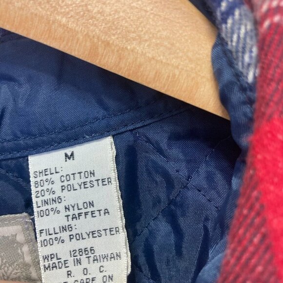 VTG 90s Outdoor Exchange Flannel Shacket Jacket Mens Medium M Plaid Quilted Red - Picture 4 of 16